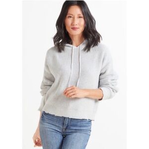 525 America Long Sleeve Knit Shaker Stitch Hoodie Distressed Gray Grey Medium